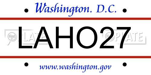 LAHO27 District Of Columbia License Plate