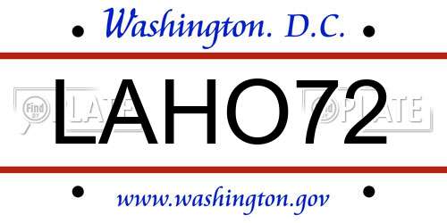 LAHO72 District Of Columbia License Plate
