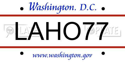 LAHO77 District Of Columbia License Plate