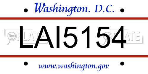 LAI5154 District Of Columbia License Plate
