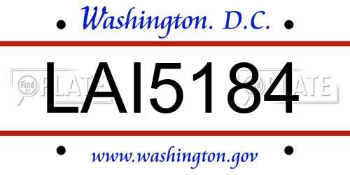 LAI5184 District Of Columbia License Plate