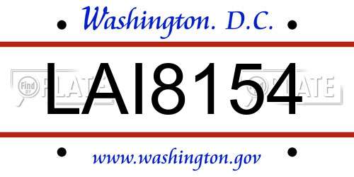 LAI8154 District Of Columbia License Plate