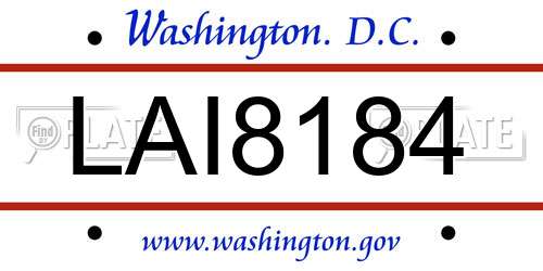 LAI8184 District Of Columbia License Plate