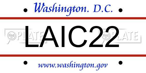 LAIC22 District Of Columbia License Plate