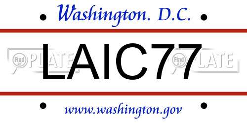 LAIC77 District Of Columbia License Plate