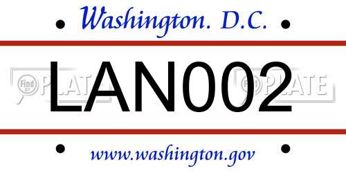 LAN002 District Of Columbia License Plate