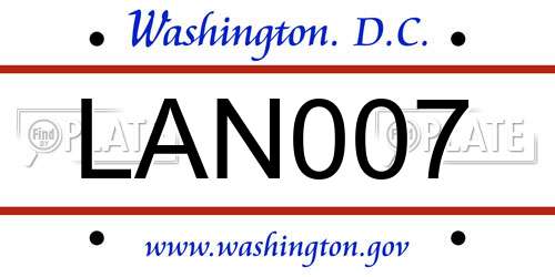 LAN007 District Of Columbia License Plate