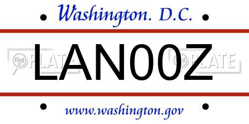 LAN00Z District Of Columbia License Plate