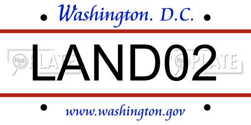 LAND02 District Of Columbia License Plate