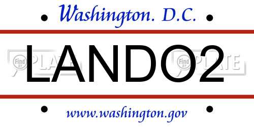 LANDO2 District Of Columbia License Plate