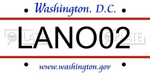 LANO02 District Of Columbia License Plate