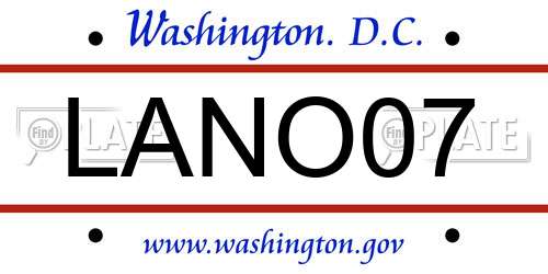 LANO07 District Of Columbia License Plate