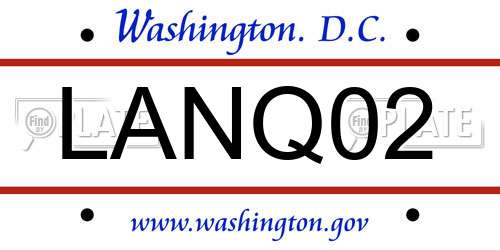 LANQ02 District Of Columbia License Plate