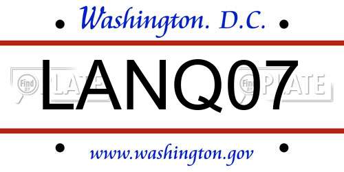 LANQ07 District Of Columbia License Plate