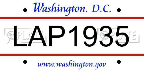 LAP1935 District Of Columbia License Plate