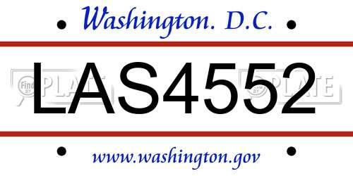 LAS4552 District Of Columbia License Plate