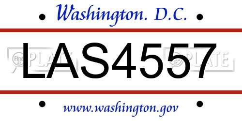LAS4557 District Of Columbia License Plate