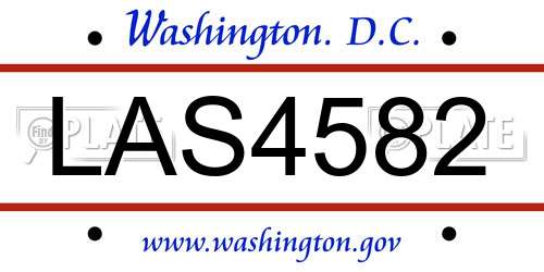 LAS4582 District Of Columbia License Plate