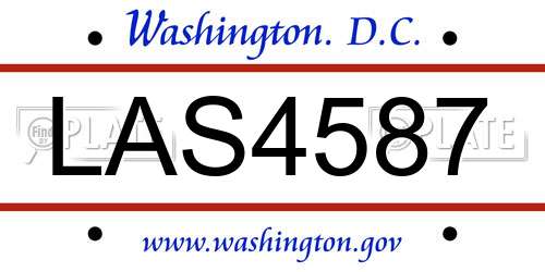 LAS4587 District Of Columbia License Plate