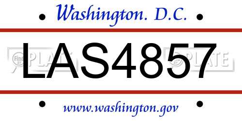 LAS4857 District Of Columbia License Plate