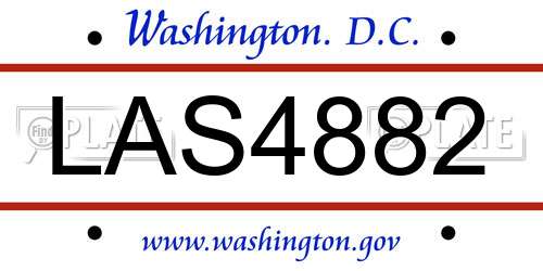 LAS4882 District Of Columbia License Plate