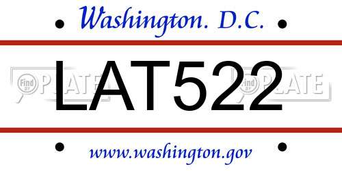 LAT522 District Of Columbia License Plate