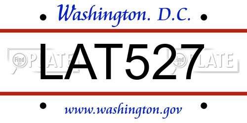 LAT527 District Of Columbia License Plate