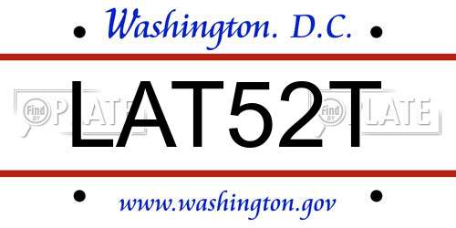 LAT52T District Of Columbia License Plate