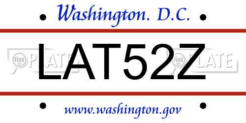 LAT52Z District Of Columbia License Plate