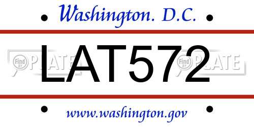 LAT572 District Of Columbia License Plate