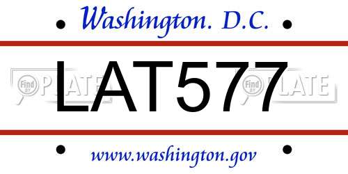 LAT577 District Of Columbia License Plate