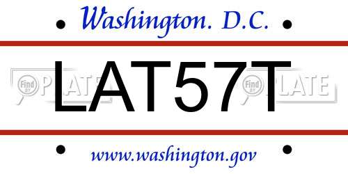LAT57T District Of Columbia License Plate