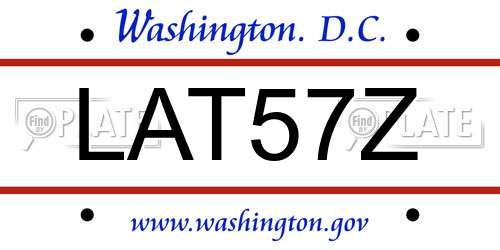 LAT57Z District Of Columbia License Plate