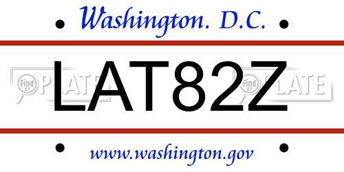 LAT82Z District Of Columbia License Plate