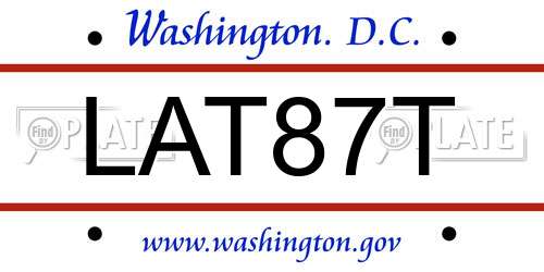 LAT87T District Of Columbia License Plate