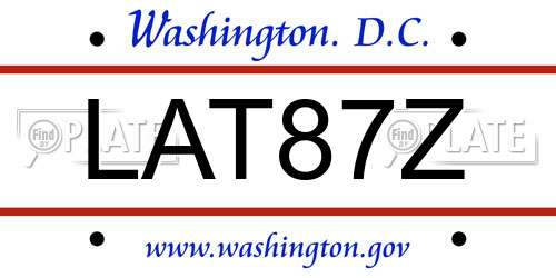 LAT87Z District Of Columbia License Plate
