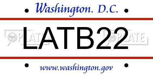 LATB22 District Of Columbia License Plate