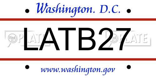 LATB27 District Of Columbia License Plate