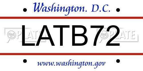 LATB72 District Of Columbia License Plate