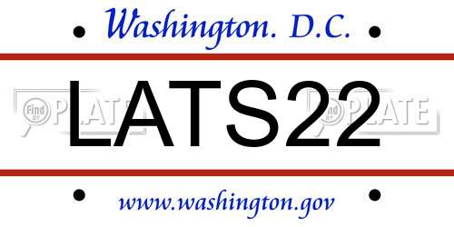 LATS22 District Of Columbia License Plate