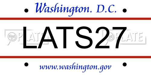 LATS27 District Of Columbia License Plate
