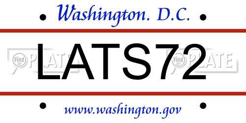 LATS72 District Of Columbia License Plate