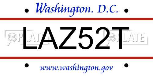 LAZ52T District Of Columbia License Plate