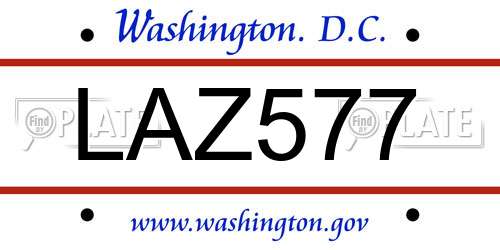 LAZ577 District Of Columbia License Plate