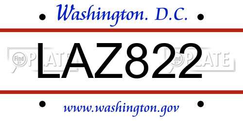 LAZ822 District Of Columbia License Plate