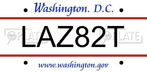 LAZ82T District Of Columbia License Plate