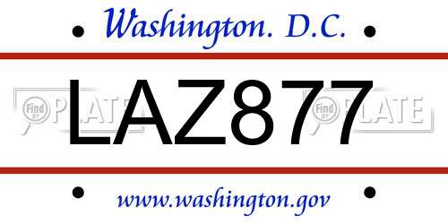 LAZ877 District Of Columbia License Plate