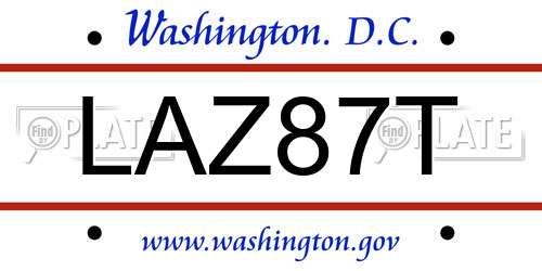 LAZ87T District Of Columbia License Plate