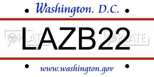 LAZB22 District Of Columbia License Plate