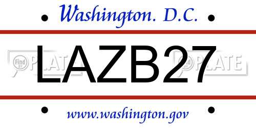 LAZB27 District Of Columbia License Plate